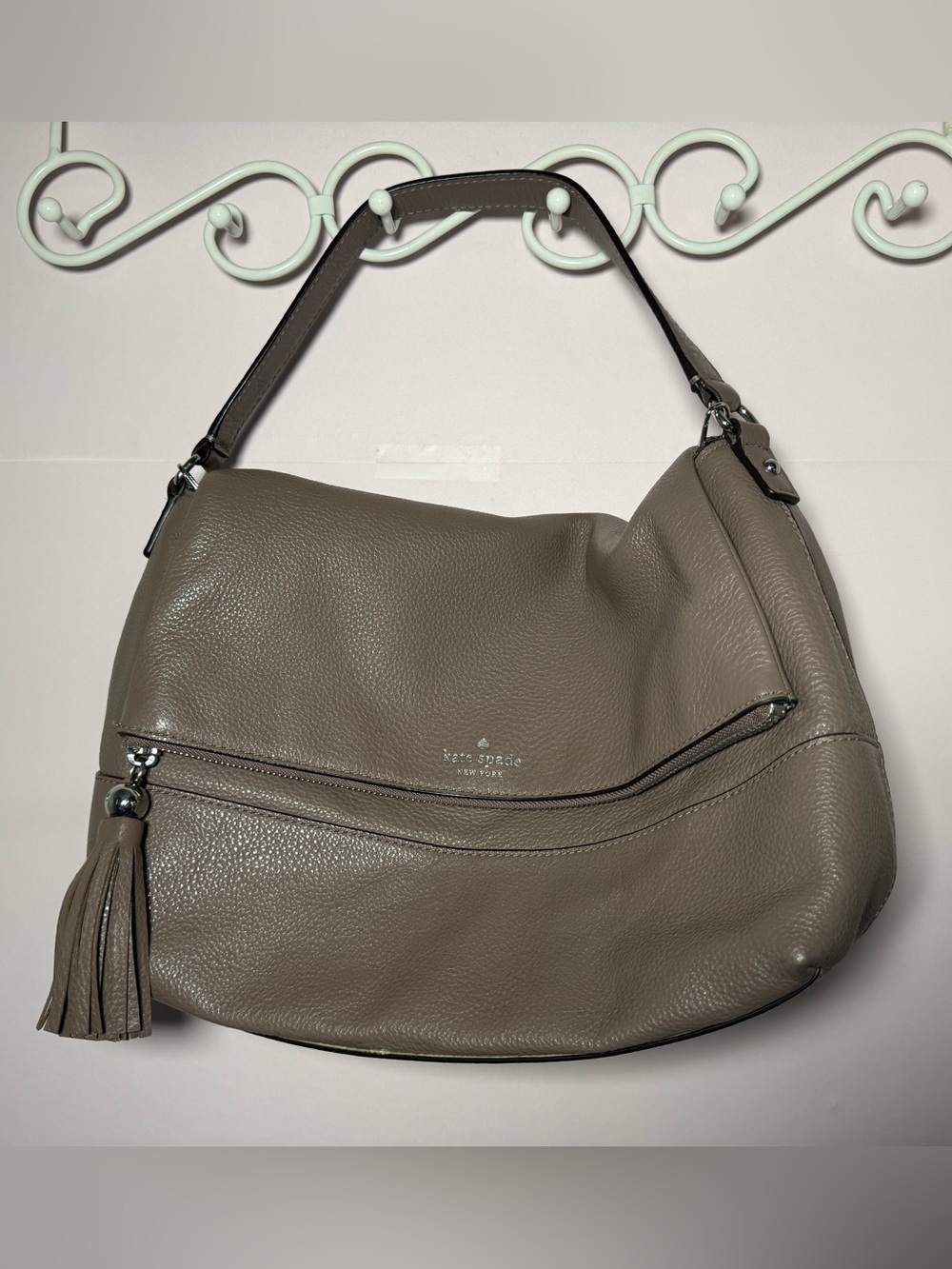 kate spade Taupe Leather Hobo Bag